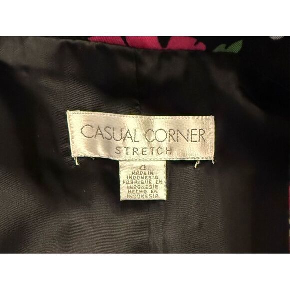 Casual Corner Blazer Floral Print Sz. 4 Lined Single Button Vibrant Vtg - Picture 9 of 10
